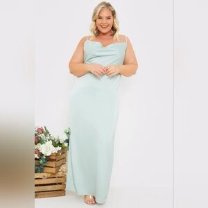 Light Blue Slip Dress with Cowl Neck